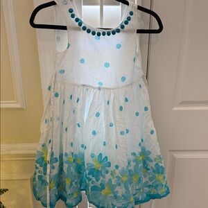 White and Blue Floral Kids Dress